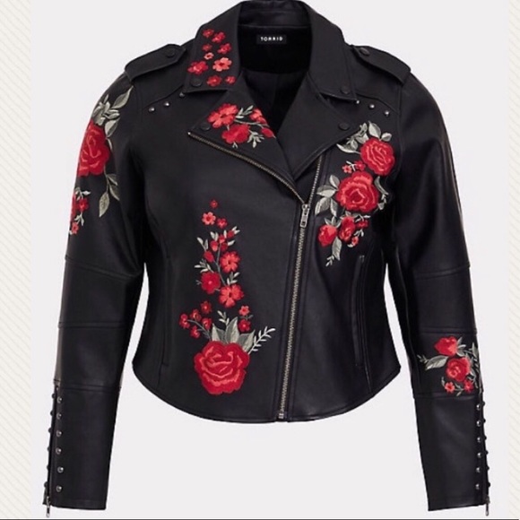 torrid Jackets & Blazers - 🌹SOLD🌹TORRID 10/12 Black Red Rose studded Jacket